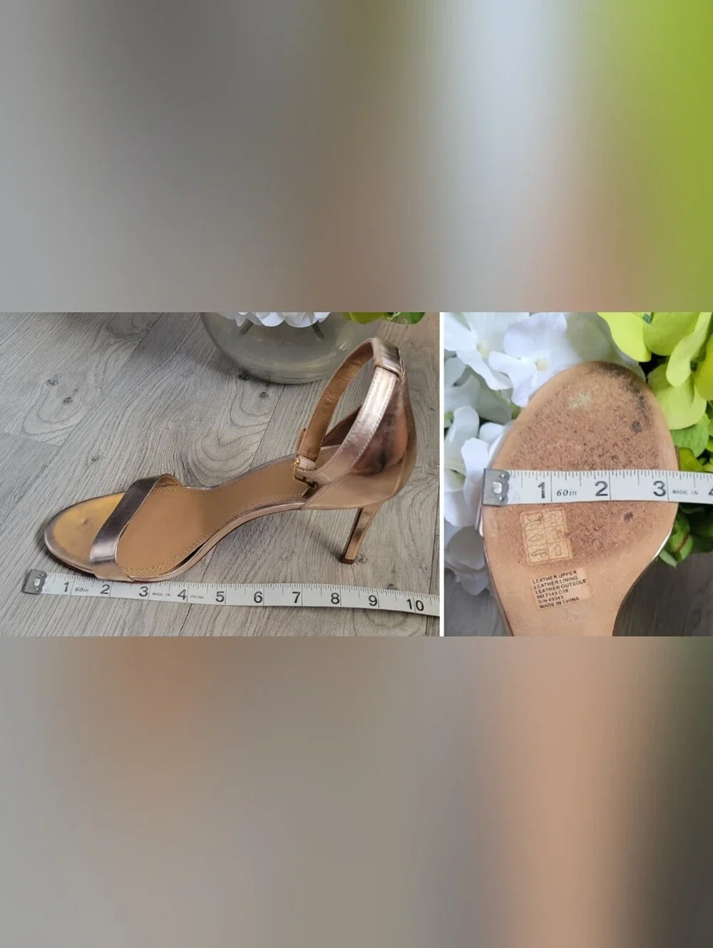 Tory Burch Ellie Ankle-Strap Sandle Heel 85mm Mirror Metallic Spark Rose Gold, 9